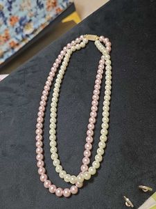 Pink And White Double Layer Pearl Mala