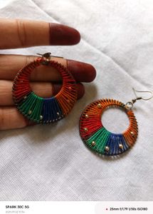 Handmade Rainbow Thread Earrings