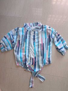 Striped Tie-Front Shirt
