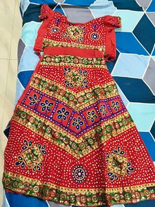 Red Embroidered Lehenga For Navratri