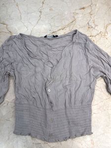 Gray Long Sleeve Top