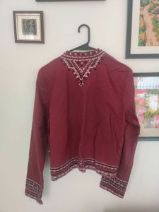 Embroidered Burgundy Jacket