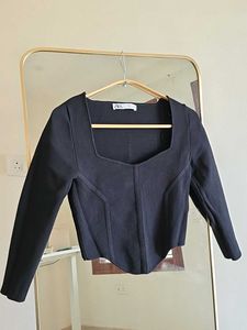 ZARA Knit Black Corset Top