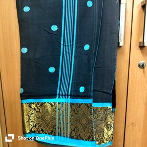 Elegant Black rich Cotton Saree