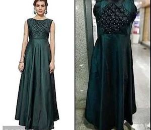 Green Silk Party Gown For Women