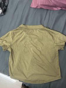 Olive Green Polo Crop Top