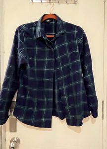 HER Invicitus Blue Check Shirt With Sliver Thread