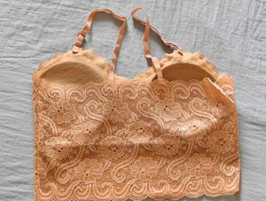 Women Lightly Padded Floral Lace Bralette Set Of 4