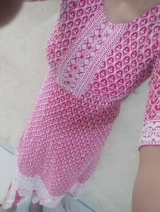 Pink Embroidered Kurta frock