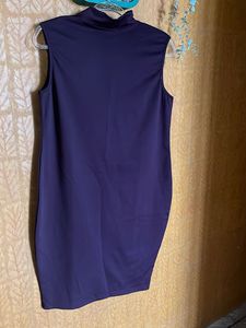 Purple Mock Neck Sleeveless Dress