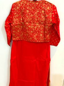 Red &amp; Gold Vishudh Kurta With jacket
