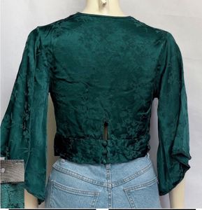 Primark Green Floral Knot-Front Top