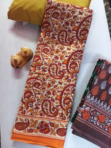 Single New Kalamkari Design Mulmul Cotton saree