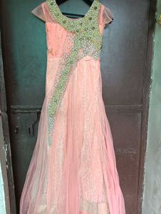 Elegant Peach Anarkali Gown