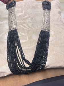 Statement Black Beaded Necklace