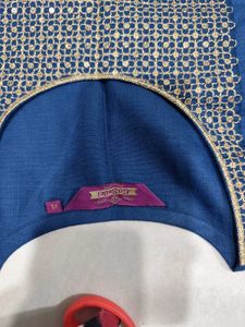 Blue Cotton Blend Palazzos