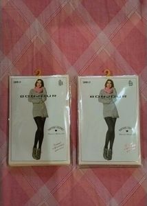 Two Stockings Black Color And Peach