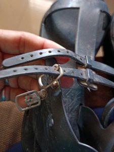 Black T-Strap Buckle Sandals