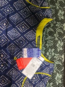 Blue Printed Kurti with Neon Accents