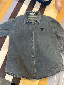 CELINE Paris Logo‑Trim Denim Overshirt / Shirt Jac
