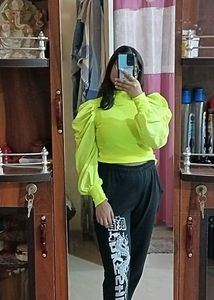 Neon Colour Puff Sleeves Top