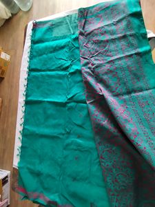Sea Green And Pink Handloom Saree (Women&#39;s)