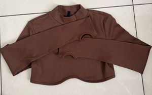 Brown Long Sleeve Crop Top