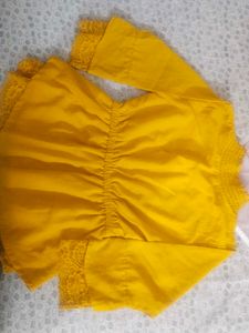 Yellow Lace Trim Dress