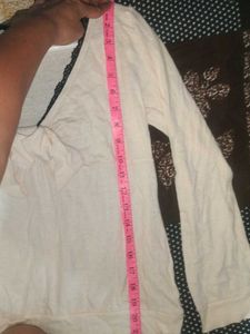 Cream Long Sleeve Top with lace detail