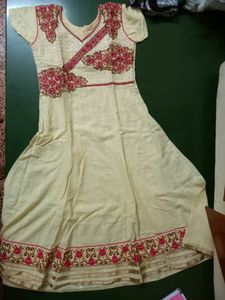 Attractive Flowers Work Anarkali And A Line Kurti