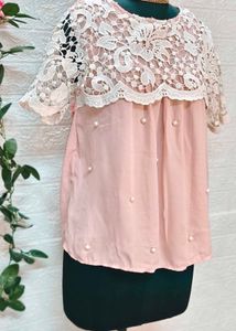 Size S/M 🎁Buy 2 Get 1 Free Pink Lace Top