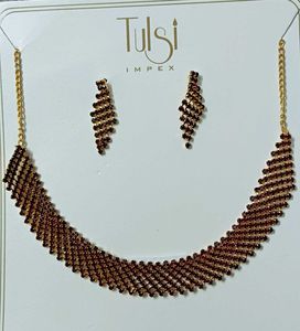 Maroon Colour Necklace & Earring Set