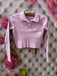 Cute Pink Knit Crop Top