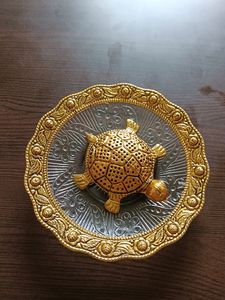 Metal Turtle Tortoise Kachua on Crystal Plate