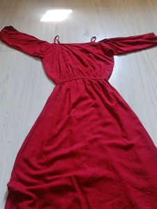 Red Off-Shoulder Kurti