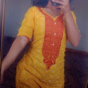 Yellow Embroidered Kurta
