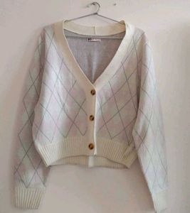 Argyle Knit Cardigan