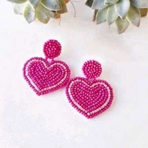 Heart Beaded Earrings💚