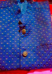 Blue Waistcoat with White Dots