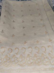 Cream Embroidered Sari