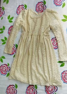 Korean cream lace dress