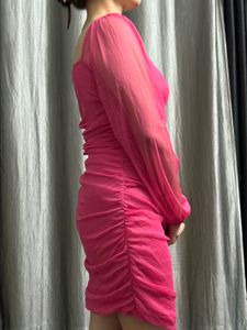 Pink Mesh Bodycon Dress