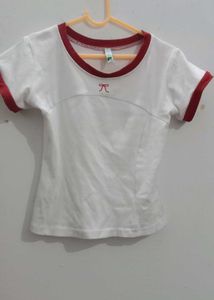 🌸white Red Top