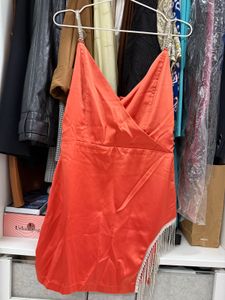 Orange V-Neck Dress