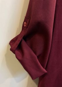Maroon Roll-Up Sleeve Top