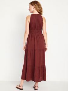Old Navy Fit &amp; Flare Crinkle Gauze Maxi Dress