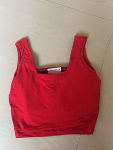 Tuckco Red Cropped Tank with in bulit bra