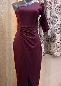 Marron Slit Partywear Dress