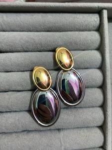 Oval Double Tone Earrings