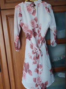 Halter Neck A - Line Knee Length Floral Dress
